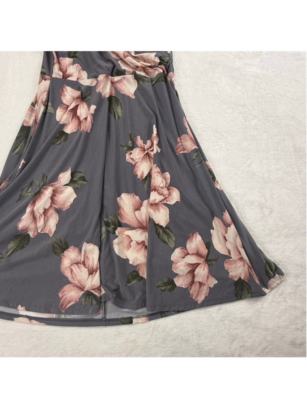Women's Kaileigh Gray Pink Floral Sleeveless Wrap Dress Medium - Picture 4 of 13